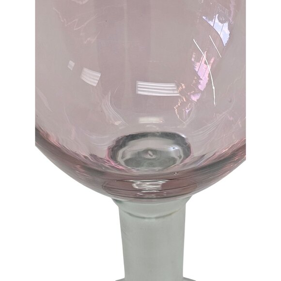 Hand blown Pink Iridescent Wine Glass With Clear Stem - Elegant Design - 8-Inch - Picture 4 of 12